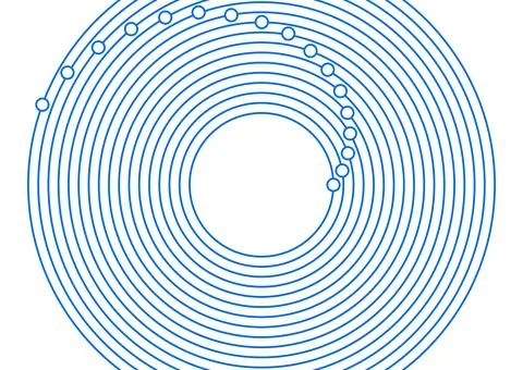 Blue circular spiral lines abstract futuristic tech background Stockillustratie
