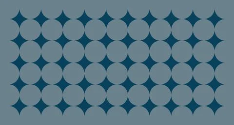 Blue Circular Star Grid Pattern Stock Illustration