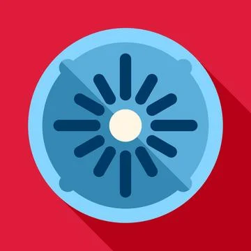 Blue circular sun symbol with long shadow Stock Illustration