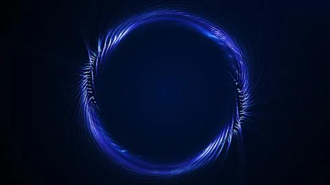 Blue circular wave ring made of dynamic light lines on dark background. Fut.. Stock Illustration