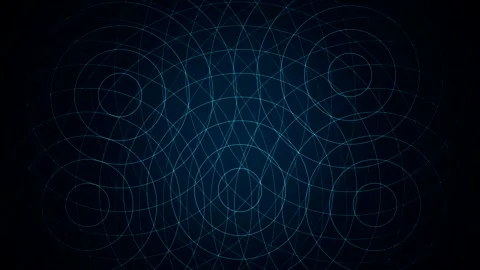 Blue Circular Wave Ripples Drifting on Black Background Video stock 348252460