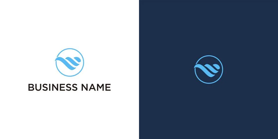 Blue circular wave W monogram logo design for modern business Stock-Illustration