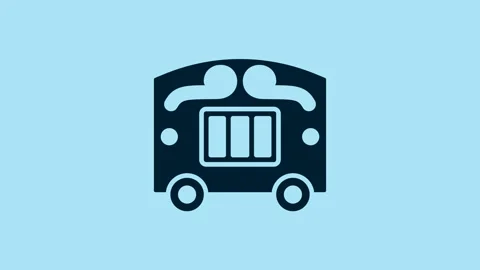 Blue Circus wagon icon isolated on blue background. Circus trailer, wagon wheel Stock Footage 230603049