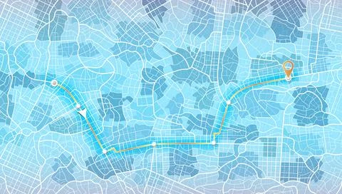 Blue city area, background map, streets. GPS tracking map. Skyline urban Stock Illustration