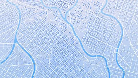 Blue city area, background map, streets. Skyline urban panorama. Cartography Stock Illustration