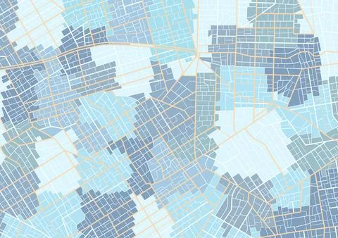 Blue city area, background map, streets. Skyline urban panorama. Cartograph. Stock Illustration