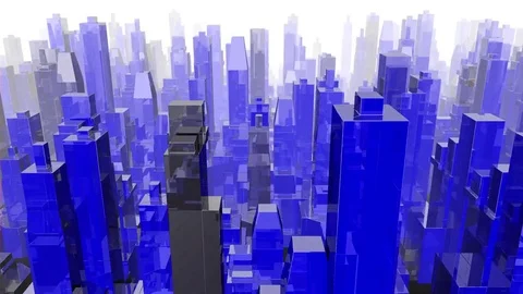 Blue City Flyby Stock Footage 81854544