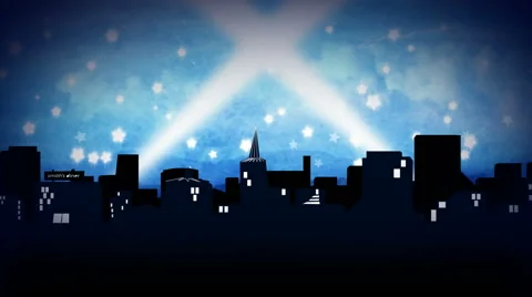 Blue City Lights Stock Footage 50763120