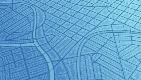 Blue city map background in perspective view. Isometric urban street plan. Ilustração Stock