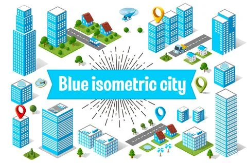 Blue city  skyscraper Stock Illustration
