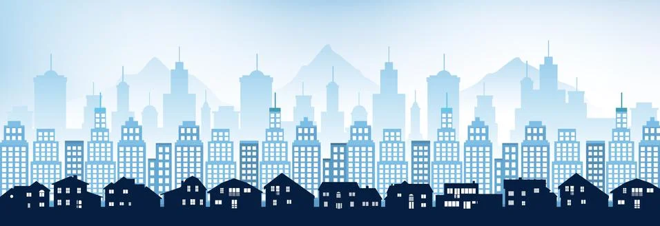 Blue cityscape Stock Illustration