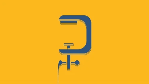 Blue Clamp and screw tool icon isolated on orange background. Locksmith tool. 4K 스톡 동영상 234725162