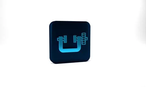 Blue Clamp and screw tool icon isolated on grey background. Locksmith tool. Blue Stock Illustration