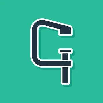Blue Clamp and screw tool icon isolated on green background. Locksmith tool.  Stock Illustration