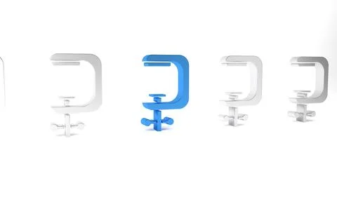 Blue Clamp and screw tool icon isolated on white background. Locksmith tool.. Stock Illustration