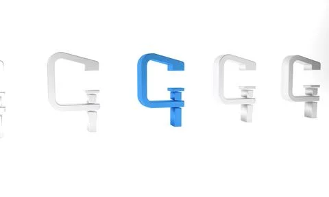 Blue Clamp and screw tool icon isolated on white background. Locksmith tool.. Stock Illustration