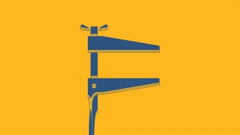 Blue Clamp tool icon isolated on orange background. Locksmith tool. 4K Video 스톡 동영상 234724920