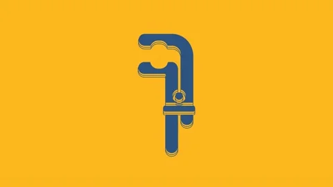 Blue Clamp tool icon isolated on orange background. Locksmith tool. 4K Video 스톡 동영상 234725153