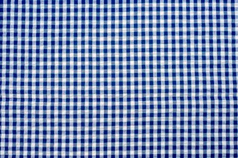Blue classic checkered tablecloth texture , Cloth in a blue box. Stock Photos