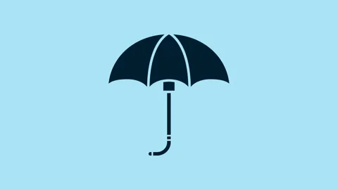 Blue Classic elegant opened umbrella icon isolated on blue background. Rain Stock Footage 231432951
