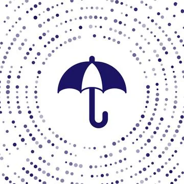 Blue Classic elegant opened umbrella icon isolated on white background. Rain Stock Illustration