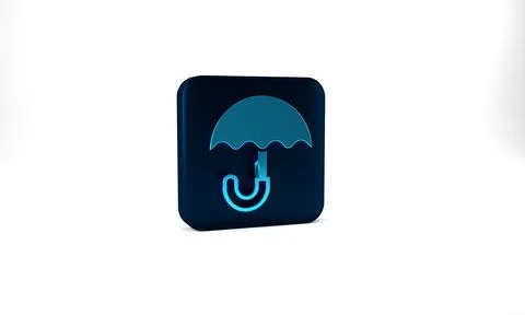 Blue Classic elegant opened umbrella icon isolated on grey background. Rain Stock Illustration