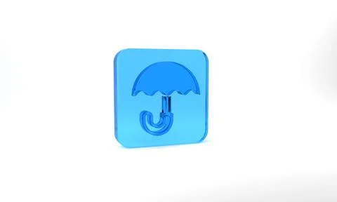 Blue Classic elegant opened umbrella icon isolated on grey background. Rain Stockillustratie