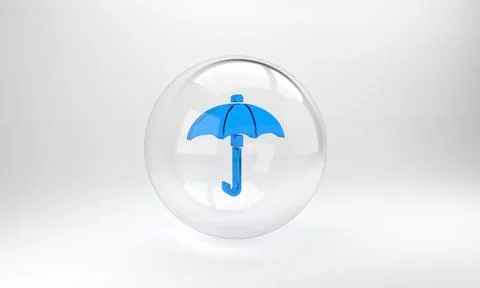 Blue Classic elegant opened umbrella icon isolated on grey background. Rain p Stock Illustration