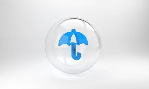 Blue Classic elegant opened umbrella icon isolated on grey background. Rain p Stock Illustration