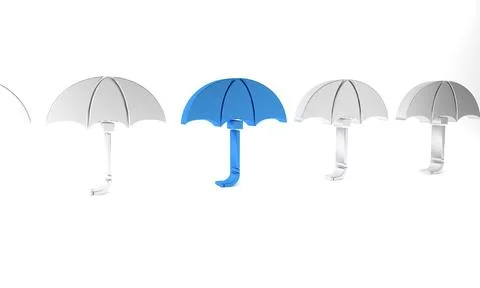 Blue Classic elegant opened umbrella icon isolated on white background. Rai.. Illustrazione stock