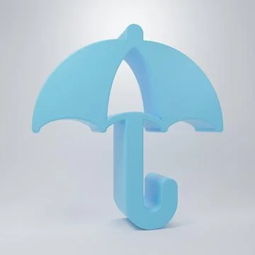 Blue Classic elegant opened umbrella icon isolated on grey background. Rain.. Illustrazione stock
