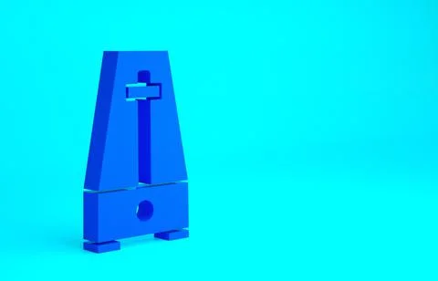 Blue Classic Metronome with pendulum in motion icon isolated on blue backgrou Stock Illustration