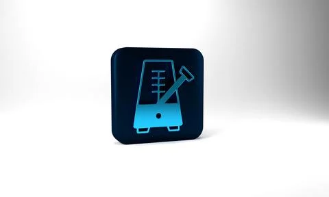 Blue Classic Metronome with pendulum in motion icon isolated on grey background 스톡 일러스트