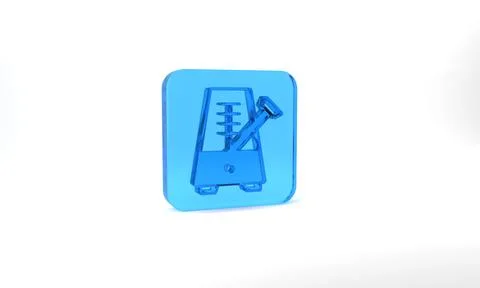 Blue Classic Metronome with pendulum in motion icon isolated on grey background Stock Illustration