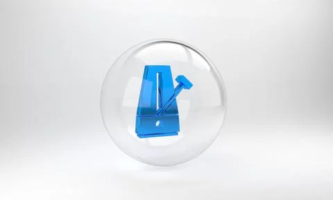Blue Classic Metronome with pendulum in motion icon isolated on grey backgrou Stock Illustration
