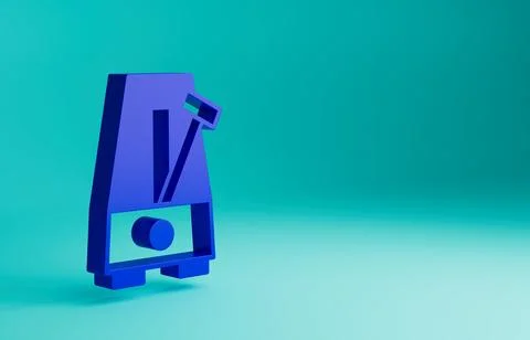 Blue Classic Metronome with pendulum in motion icon isolated on blue background Stock Illustration