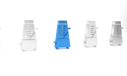Blue Classic Metronome with pendulum in motion icon isolated on white backg.. Stock Illustration