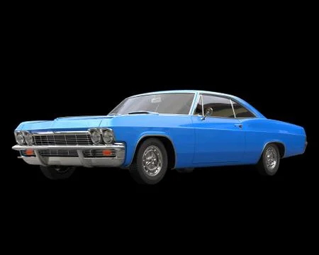 Blue classic muscle car on black background Stock Illustration