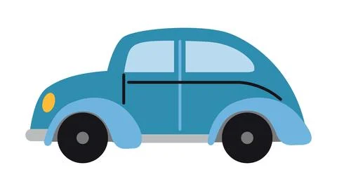 Blue classic retro car. Vector illustration isolated on white background, han Stock Illustration