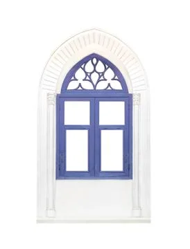 Blue classic window frame isolated Stock Photos