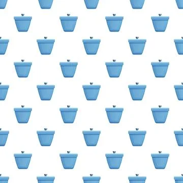 Blue clay flowerpot seamless pattern for design Stock Illustration