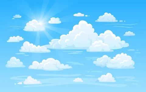 Blue clean air sky with clouds panorama. Cloud background vector illustration Stock Illustration