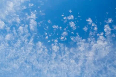 Blue clean sky with white clouds background Stock Photos