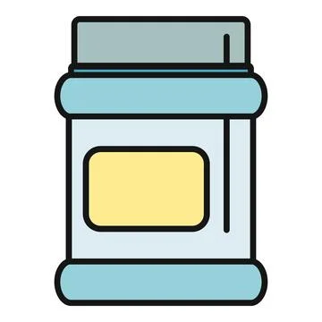 Blue cleaning agent bottle or detergent container icon Stock Illustration