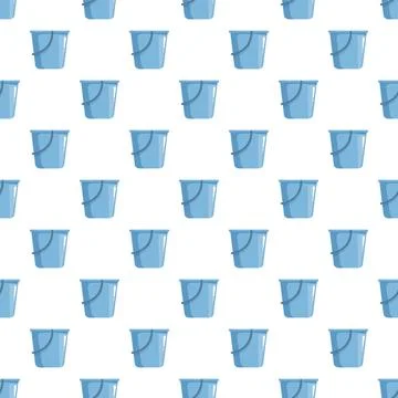 Blue cleaning bucket tool seamless repeating pattern background Illustrazione stock