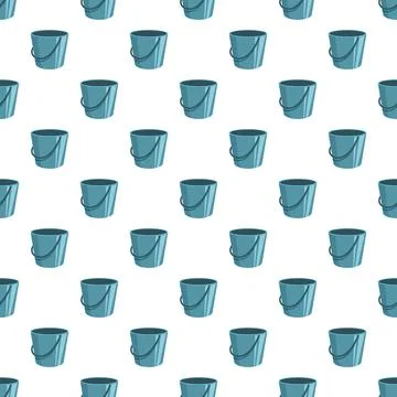 Blue cleaning buckets creating seamless pattern background Stock Illustration