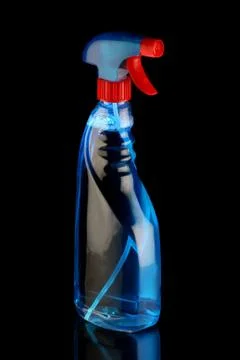 Blue Cleaning Solution Spray Bottle Stock Photos