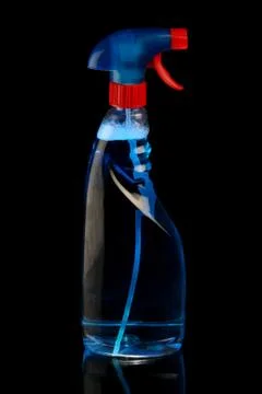 Blue Cleaning Solution Spray Bottle Stock Photos