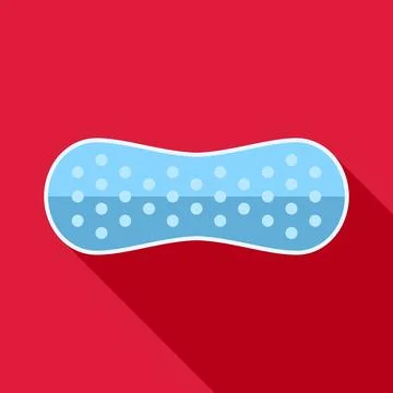 Blue cleaning sponge with bubbles flat icon Stock Illustration