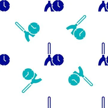 Blue Cleaning time icon isolated seamless pattern on white background. Sani.. イラスト素材